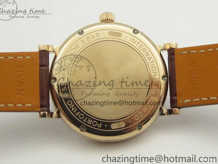 MIROTIME 0419 SportInspired Portofino IW458101 RG MK 1:1 Best Edition Gray Dial On Brown Leather Strap MIYOTA 7165